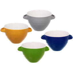 Цена за 2 шт. Бульонница керамическая 750мл "Полоски", микс цветов