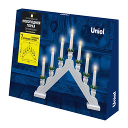 ULD-L7101-007/SWA WARM WHITE IP20 WHITE BRIDGE Фигура светодиодная Новогодняя горка, 39,5х30,5см. 7 светодиодов. Теплый белый свет. Корпус белый. Материал пластик. TM Uniel