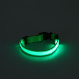 Ошейник с подсветкой размер L, ОШ 45-52 х 2,5 см, 3 режима свечения зелёный - Пижон фото 5