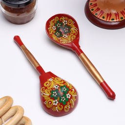 Цена за 10 шт. Ложка деревянная «Краснушка», столовая, 19×6 см, хохлома, МИКС