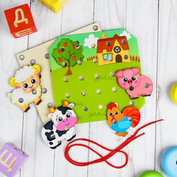 Деревянная игрушка-шнуровка Ферма - Лесная мастерская фото 5