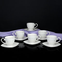 Чайный набор 12 предметов 260 мл на ножке со стразами / GA2-12G /уп 8/ костяной фарфор - ГалеонТрейд фото 3