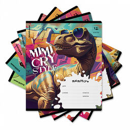 Цена за 10 шт. Тетрадь школьная ученическая ErichKrause Dino Art, 12 листов, клетка (в плёнке по 10 шт.)_MIX-PACK