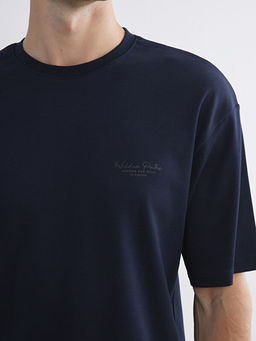 Bisiklet Yaka Bask?l? Penye Erkek Ti??rt