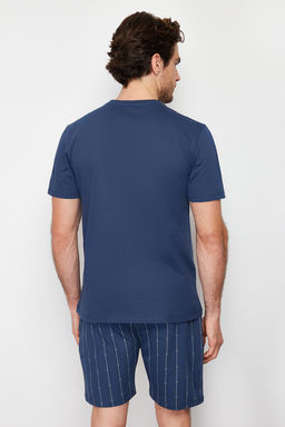 TRENDYOL MAN Lacivert Bask?l? Regular Fit Orme Sortlu Pijama Tak?m? TMNSS24PT00025 - Trendyolmilla фото 6