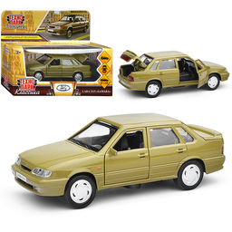 Машина металл ВАЗ-2115 "Самара" 12 см, (двери, еро-зеленый) в коробке