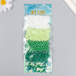 Бисер для плетения круглый 6/0 «Арт Узор. Такой разный зелёный», набор 5 цветов × 20 г, для рукоделия, 20×8×0.7 см