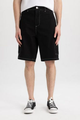 Relax Fit Kargo Cepli Bermuda Sort