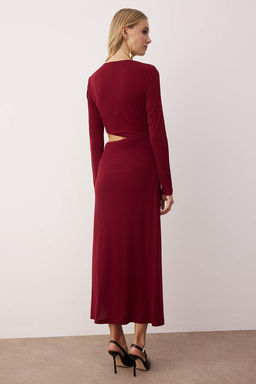 Bordo Aksesuar ve Bel Cut-Out Detayl? Orme Elbise TPRAW26EL00021 - Trendyolmilla фото 4