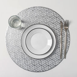 Набор салфеток сервировочных на стол Доляна «Соты», 4 шт, d=38 см, цвет серебряный