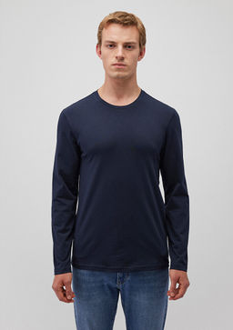 Uzun Kollu Lacivert Basic Tisort - Mavi фото 3