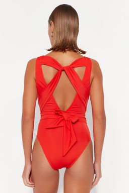 K?rm?z? Derin Dekolteli Baglamal? Normal Paca Mayo TBESS20MA0317