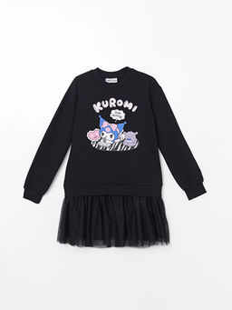 Bisiklet Yaka Kuromi Bask?l? K?z ?ocuk Elbise