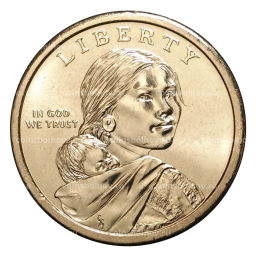 1 доллар 2009 года Сакагавея Индианка, выращивающая тыкву, кукурузу, фасоль P