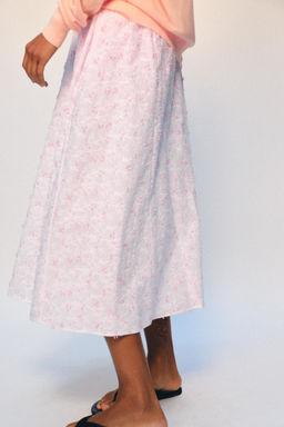 FALDA MIDI CAPA ESTRUCTURA / Rosa / Blanco - Zara фото 3