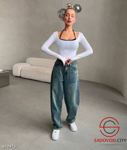 Джинсы багги с высокой посадкой