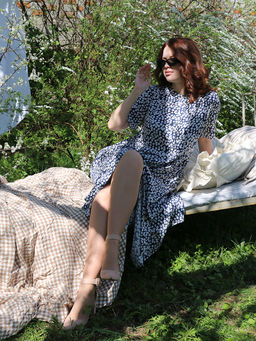 Белорусское платье-рубашка из хлопка летнее - Almond фото 19