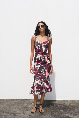 FLORAL GODET DRESS