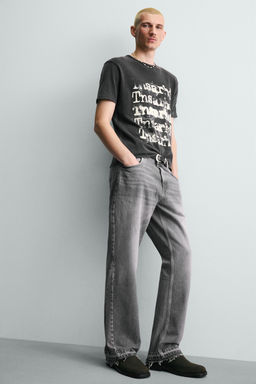 CAMISETA PUNTO ESTAMPADO LAVADO / Negro - Zara фото 7