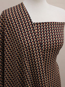 Штапель Стильная графика на черном, ВИД2, ш.1.43м, вискоза-100%, 90гр/м.кв - Купава фото 5