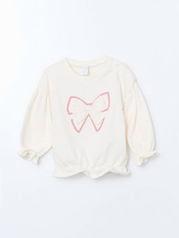 Bisiklet Yaka Uzun Kollu Bask?l? K?z Bebek Sweatshirt ve Tayt 2li Tak?m