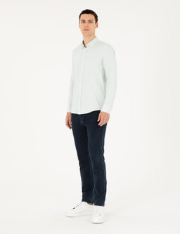 Рубашка Slim Fit зеленая с длинным рукавом