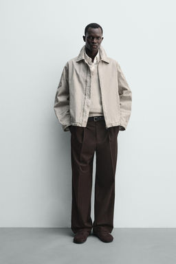 CAZADORA BOXY FIT LAVADA / Gris / Tostado