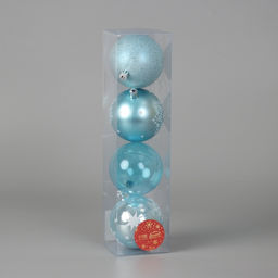 Ёлочные игрушки Наоми, шары новогодние, d=8 см, набор 4 шт., голубой - Зимнее волшебство фото 2