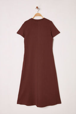 TRENDYOLMILLA Siyah Cepli Premium Bisiklet Yaka A-Line Orme Midi Elbise TWOSS24EL00169  фото 6