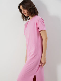 Bisiklet Yaka Y?rtma?l? Elbise