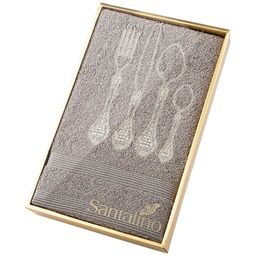 ПОЛОТЕНЦЕ ФУРШЕТ,40х70СМ. МАХРА,СЕРЫЙ,ВЫШИВКА,100