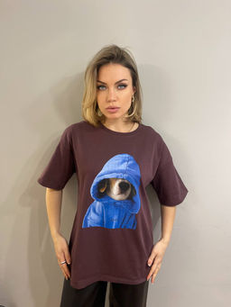 K12302 Футболка OVER SIZE (плотный хлопок) СЛИВОВЫЙ