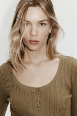 Top en punto pointelle de algod?n - H&m фото 6