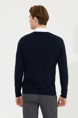 U. S. Polo Assn Мужской темно-синий трикотажный свитер с v-образным вырезом - U.s. polo assn фото 5