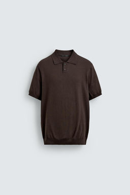 POLO PUNTO REGULAR FIT ALGOD?N - LINO / Chocolate - Zara фото 7