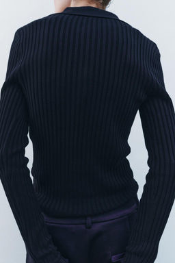 RIBBED KNIT POLO NECK JUMPER - Zara фото 19