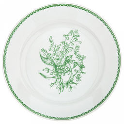 Тарелка мелкая фарфоровая Райские ландыши д175мм, h25мм, гладкий край, изумруд (Россия)