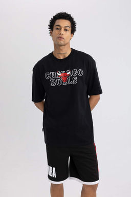 DeFactoFit Футболка свободного покроя NBA Chicago Bulls с круглым вырезом и короткими рукавами с принтом
