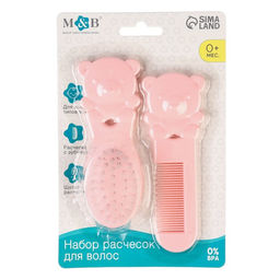 Расчёска детская «Мишка», 2 шт., розовый