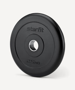 Диск обрезиненный STARFIT BB-202 2,5 кг, d=26 мм, стальная втулка, черный
