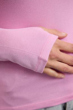 Pembe Viskon/Yumusak Kumasl? Parmak Gecme Detayl? Esnek Orme Bluz TWOAW25BZ00014