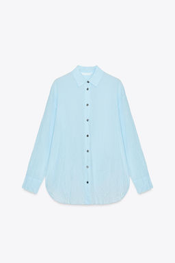ZW COLLECTION CREASED BUTTON SHIRT - Zara фото 7