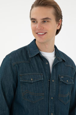 Мужская зеленая джинсовая рубашка Неожиданная скидка в корзине - U.s. polo assn фото 2