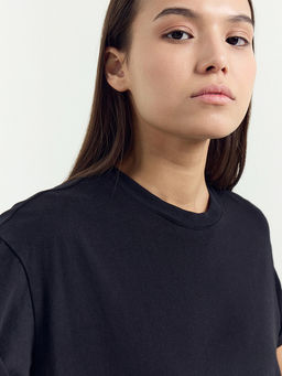 Хлопковая свободная футболка черного цвета черный 112678 - Mark formelle фото 10