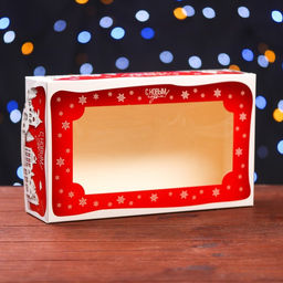 Цена за 5 шт. Коробка складная, подарочная новогодняя с окном под зефир Дом Деда Мороза, 25?15?7 см - Simaland фото 2