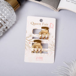 Цена за 2 шт. Крабики для волос «Либерти», набор 2 шт., зубчики классика, 2 см, золото