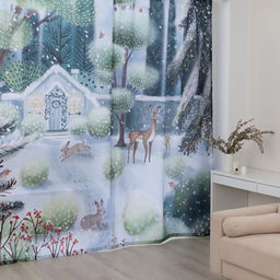 Шторы «Этель. Зимний лес», 145×260 см, 2 шт., 140 г/м²