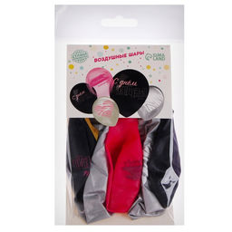 Воздушные шары латексные 12" «С Днём Рождения. Романтика», 5 шт.