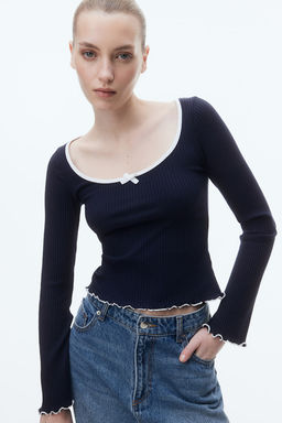 Top de canale con detalles sobrehilados - H&m фото 3
