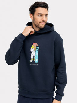 Худи мужское в синем цвете с печатью неви +печать 121794